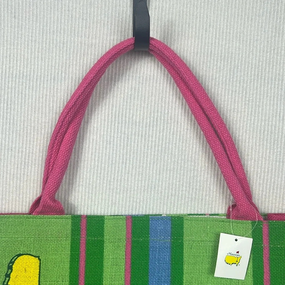 Masters Burlap Jute Tote Beach Bag Augusta National NWT ⛳️ Multi Stripes - Picture 4 of 11